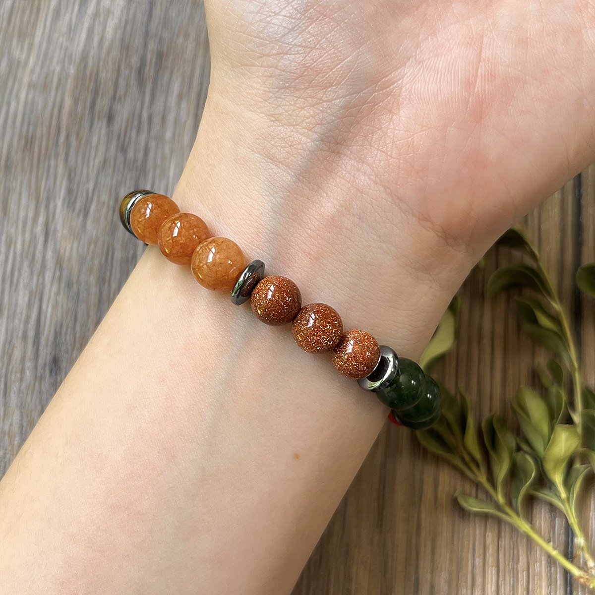 Chakra Bracelet for Aura Protection, Natural Tiger's Eye